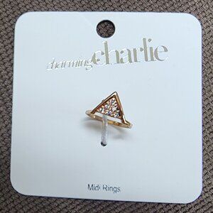 NWT Charming Charlie Gold Tone Jeweled Fashion Midi Ring Size 2